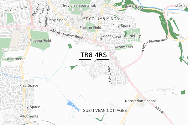 TR8 4RS map - small scale - OS Open Zoomstack (Ordnance Survey)