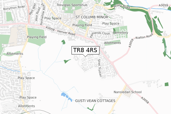 TR8 4RS map - small scale - OS Open Zoomstack (Ordnance Survey) TR8 4RS map - small scale - OS Open Zoomstack (Ordnance Survey)
