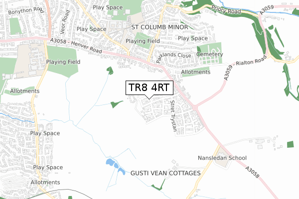 TR8 4RT map - small scale - OS Open Zoomstack (Ordnance Survey)