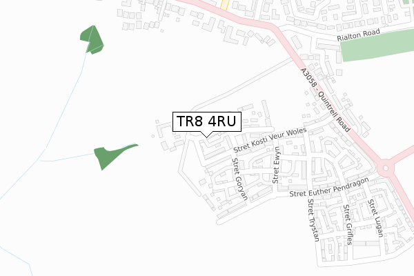 TR8 4RU map - large scale - OS Open Zoomstack (Ordnance Survey)