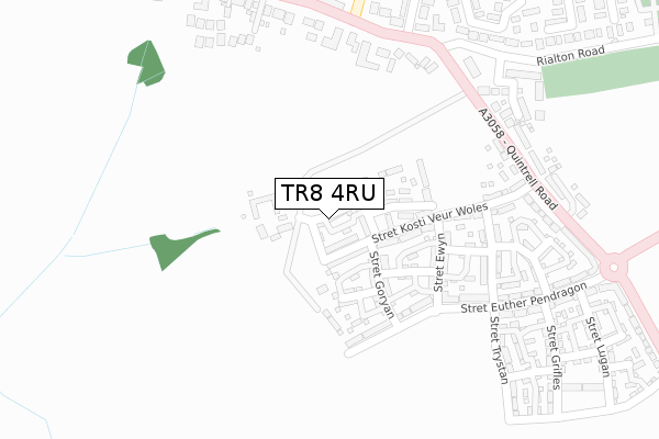 TR8 4RU map - large scale - OS Open Zoomstack (Ordnance Survey) TR8 4RU map - large scale - OS Open Zoomstack (Ordnance Survey)
