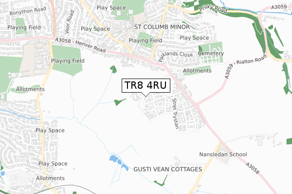 TR8 4RU map - small scale - OS Open Zoomstack (Ordnance Survey)