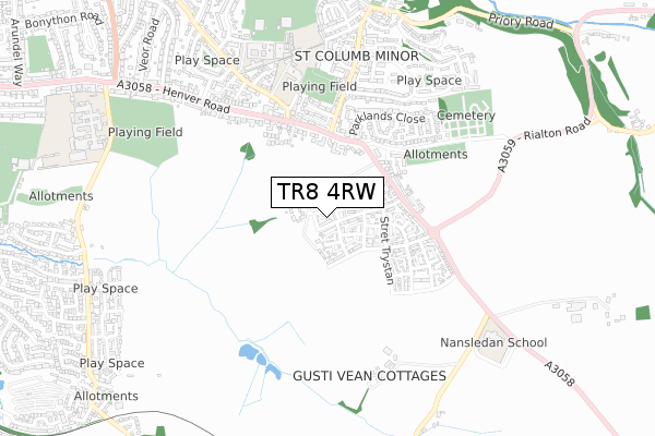 TR8 4RW map - small scale - OS Open Zoomstack (Ordnance Survey)
