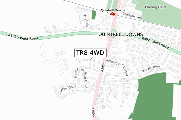 TR8 4WD map - large scale - OS Open Zoomstack (Ordnance Survey)