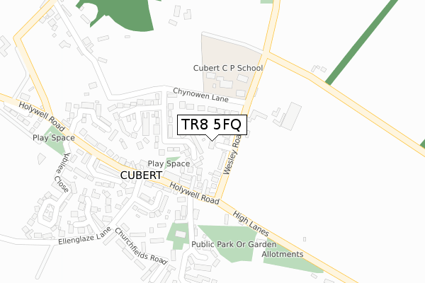 TR8 5FQ map - large scale - OS Open Zoomstack (Ordnance Survey)