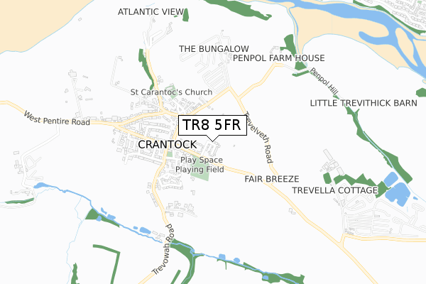 TR8 5FR map - small scale - OS Open Zoomstack (Ordnance Survey) TR8 5FR map - small scale - OS Open Zoomstack (Ordnance Survey)