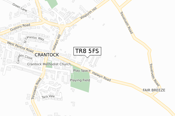 TR8 5FS map - large scale - OS Open Zoomstack (Ordnance Survey)