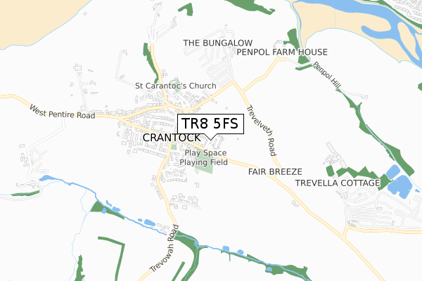 TR8 5FS map - small scale - OS Open Zoomstack (Ordnance Survey)