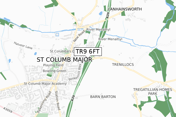 TR9 6FT map - small scale - OS Open Zoomstack (Ordnance Survey)