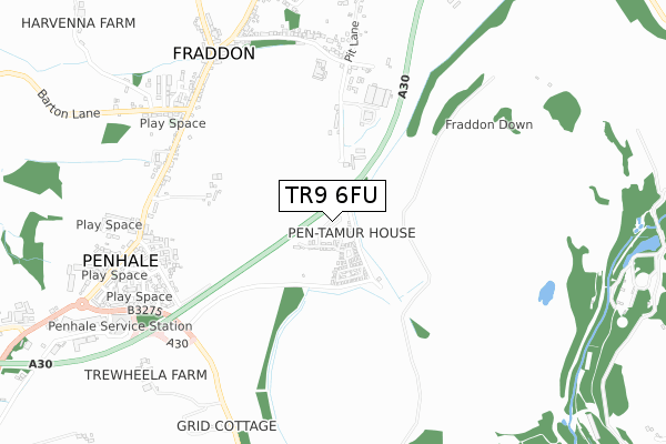 TR9 6FU map - small scale - OS Open Zoomstack (Ordnance Survey)