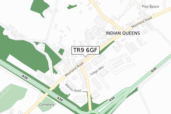 TR9 6GF map - large scale - OS Open Zoomstack (Ordnance Survey)