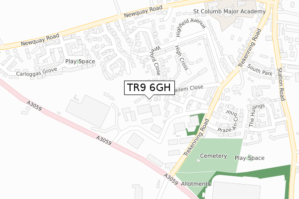 TR9 6GH map - large scale - OS Open Zoomstack (Ordnance Survey)