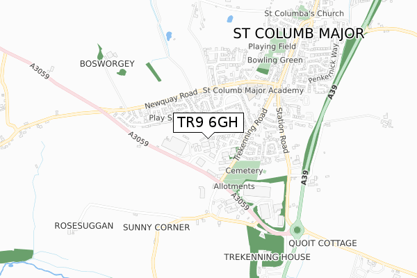 TR9 6GH map - small scale - OS Open Zoomstack (Ordnance Survey)