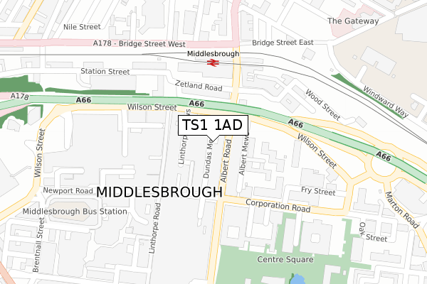 TS1 1AD map - large scale - OS Open Zoomstack (Ordnance Survey) TS1 1AD map - large scale - OS Open Zoomstack (Ordnance Survey)