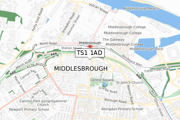 TS1 1AD map - small scale - OS Open Zoomstack (Ordnance Survey) TS1 1AD map - small scale - OS Open Zoomstack (Ordnance Survey)