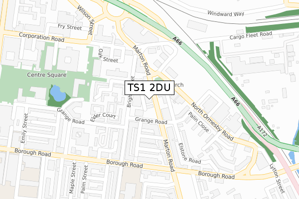 TS1 2DU map - large scale - OS Open Zoomstack (Ordnance Survey)