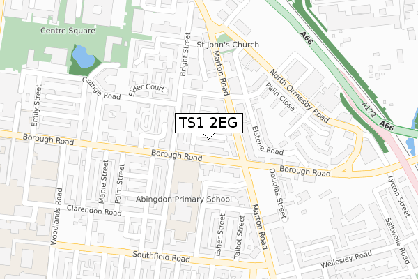 TS1 2EG map - large scale - OS Open Zoomstack (Ordnance Survey)