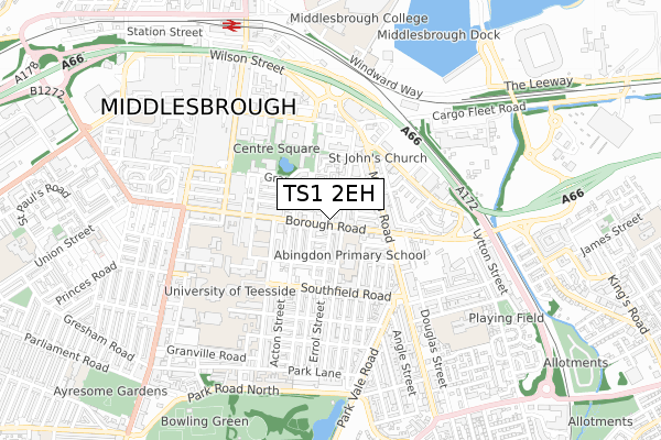 TS1 2EH map - small scale - OS Open Zoomstack (Ordnance Survey) TS1 2EH map - small scale - OS Open Zoomstack (Ordnance Survey)