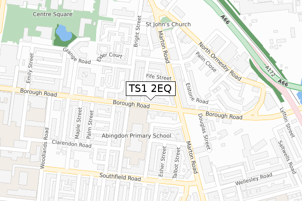 TS1 2EQ map - large scale - OS Open Zoomstack (Ordnance Survey) TS1 2EQ map - large scale - OS Open Zoomstack (Ordnance Survey)