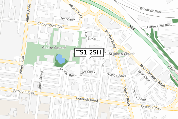 TS1 2SH map - large scale - OS Open Zoomstack (Ordnance Survey)