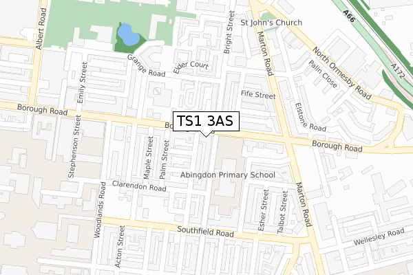 TS1 3AS map - large scale - OS Open Zoomstack (Ordnance Survey)