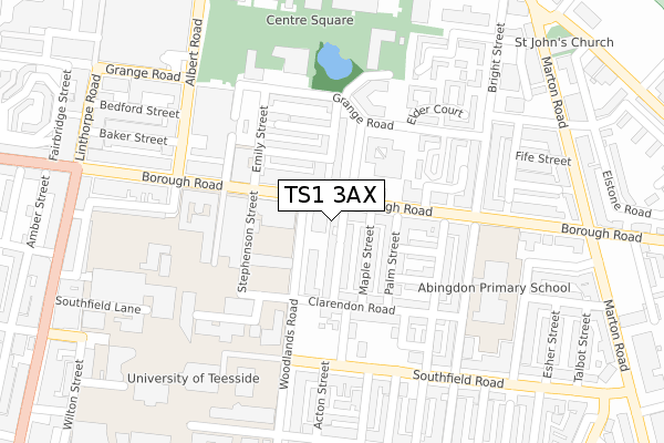 TS1 3AX map - large scale - OS Open Zoomstack (Ordnance Survey)