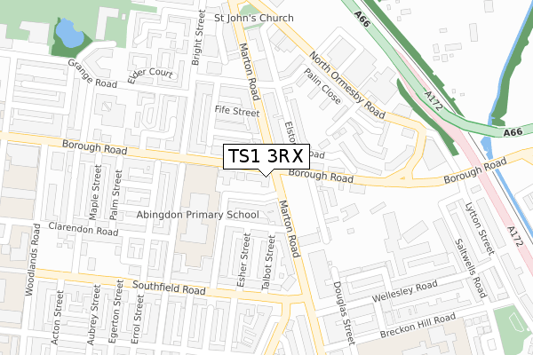 TS1 3RX map - large scale - OS Open Zoomstack (Ordnance Survey) TS1 3RX map - large scale - OS Open Zoomstack (Ordnance Survey)