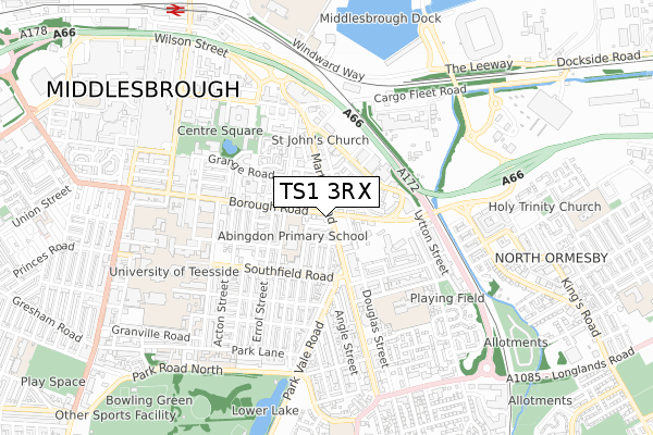TS1 3RX map - small scale - OS Open Zoomstack (Ordnance Survey) TS1 3RX map - small scale - OS Open Zoomstack (Ordnance Survey)
