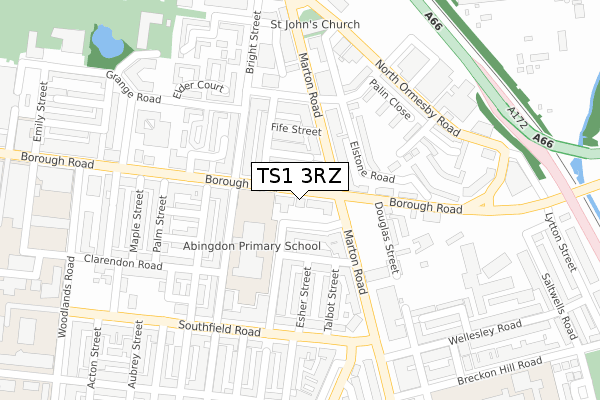 TS1 3RZ map - large scale - OS Open Zoomstack (Ordnance Survey) TS1 3RZ map - large scale - OS Open Zoomstack (Ordnance Survey)
