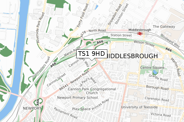 TS1 9HD map - small scale - OS Open Zoomstack (Ordnance Survey) TS1 9HD map - small scale - OS Open Zoomstack (Ordnance Survey)