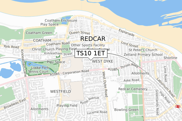 TS10 1ET map - small scale - OS Open Zoomstack (Ordnance Survey)