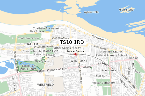 TS10 1RD map - small scale - OS Open Zoomstack (Ordnance Survey)