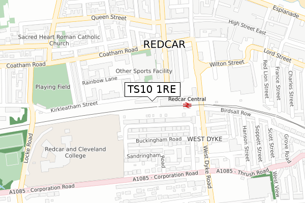 TS10 1RE map - large scale - OS Open Zoomstack (Ordnance Survey)