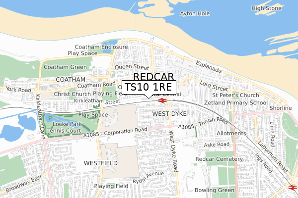 TS10 1RE map - small scale - OS Open Zoomstack (Ordnance Survey)