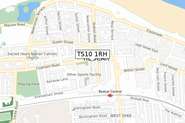 TS10 1RH map - large scale - OS Open Zoomstack (Ordnance Survey)