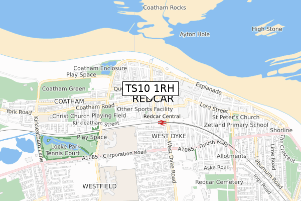 TS10 1RH map - small scale - OS Open Zoomstack (Ordnance Survey)