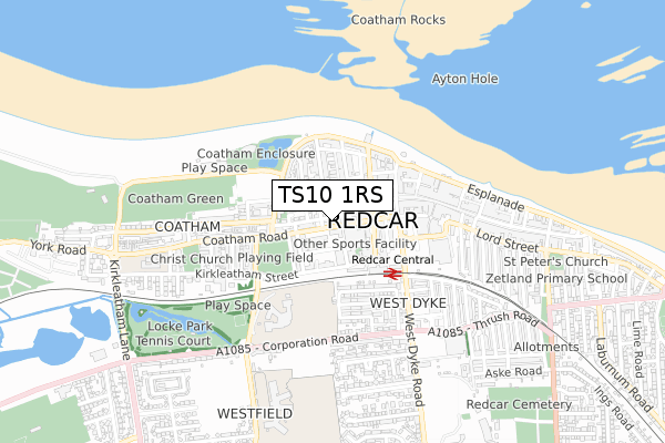 TS10 1RS map - small scale - OS Open Zoomstack (Ordnance Survey)