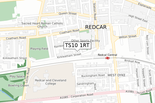 TS10 1RT map - large scale - OS Open Zoomstack (Ordnance Survey)