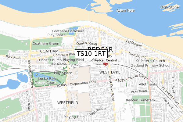 TS10 1RT map - small scale - OS Open Zoomstack (Ordnance Survey)