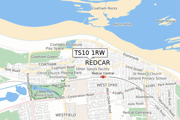 TS10 1RW map - small scale - OS Open Zoomstack (Ordnance Survey)