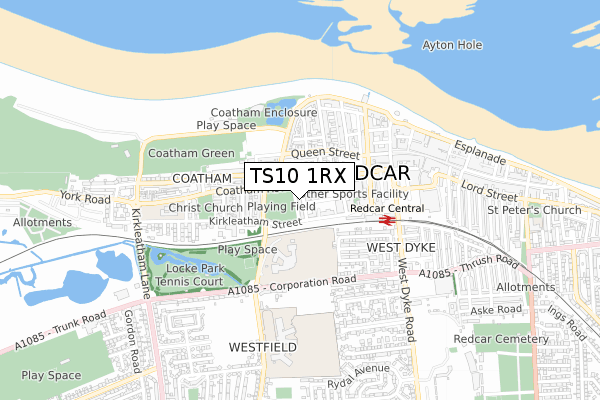TS10 1RX map - small scale - OS Open Zoomstack (Ordnance Survey)