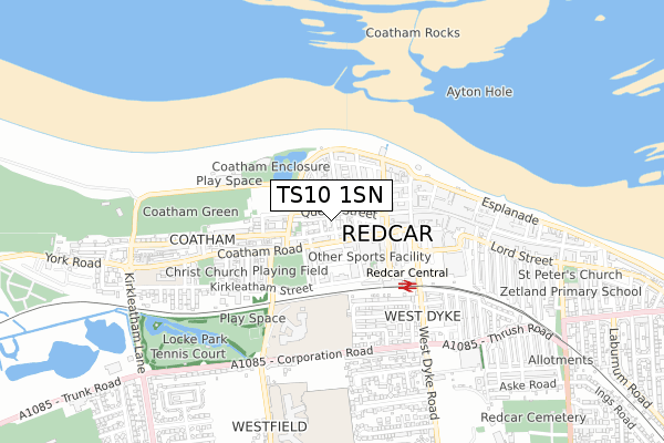 TS10 1SN map - small scale - OS Open Zoomstack (Ordnance Survey)