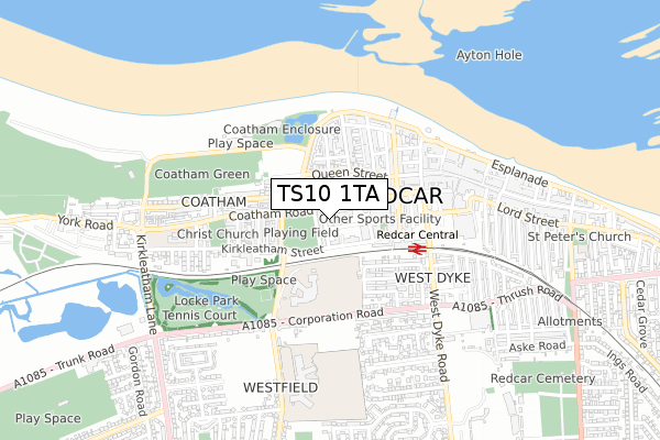 TS10 1TA map - small scale - OS Open Zoomstack (Ordnance Survey)