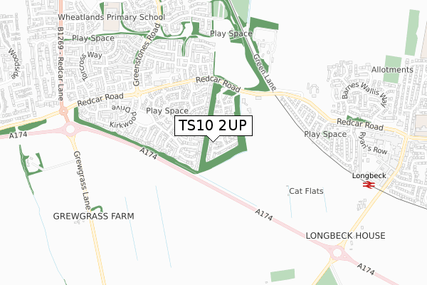 TS10 2UP map - small scale - OS Open Zoomstack (Ordnance Survey)