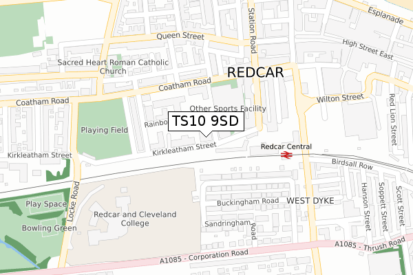 TS10 9SD map - large scale - OS Open Zoomstack (Ordnance Survey)