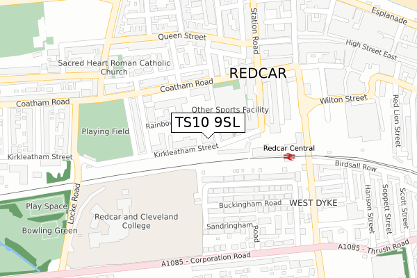 TS10 9SL map - large scale - OS Open Zoomstack (Ordnance Survey)