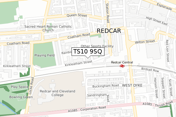 TS10 9SQ map - large scale - OS Open Zoomstack (Ordnance Survey) TS10 9SQ map - large scale - OS Open Zoomstack (Ordnance Survey)