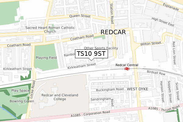 TS10 9ST map - large scale - OS Open Zoomstack (Ordnance Survey)