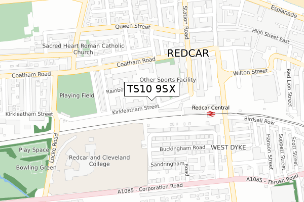 TS10 9SX map - large scale - OS Open Zoomstack (Ordnance Survey)