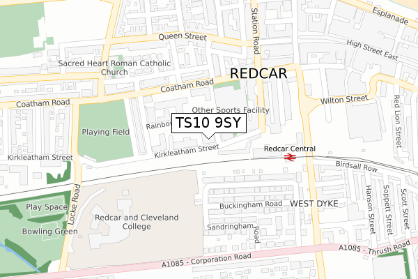 TS10 9SY map - large scale - OS Open Zoomstack (Ordnance Survey) TS10 9SY map - large scale - OS Open Zoomstack (Ordnance Survey)